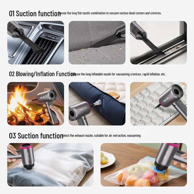 Deli Cordless Portable Car Vacuum Cleaner Kit