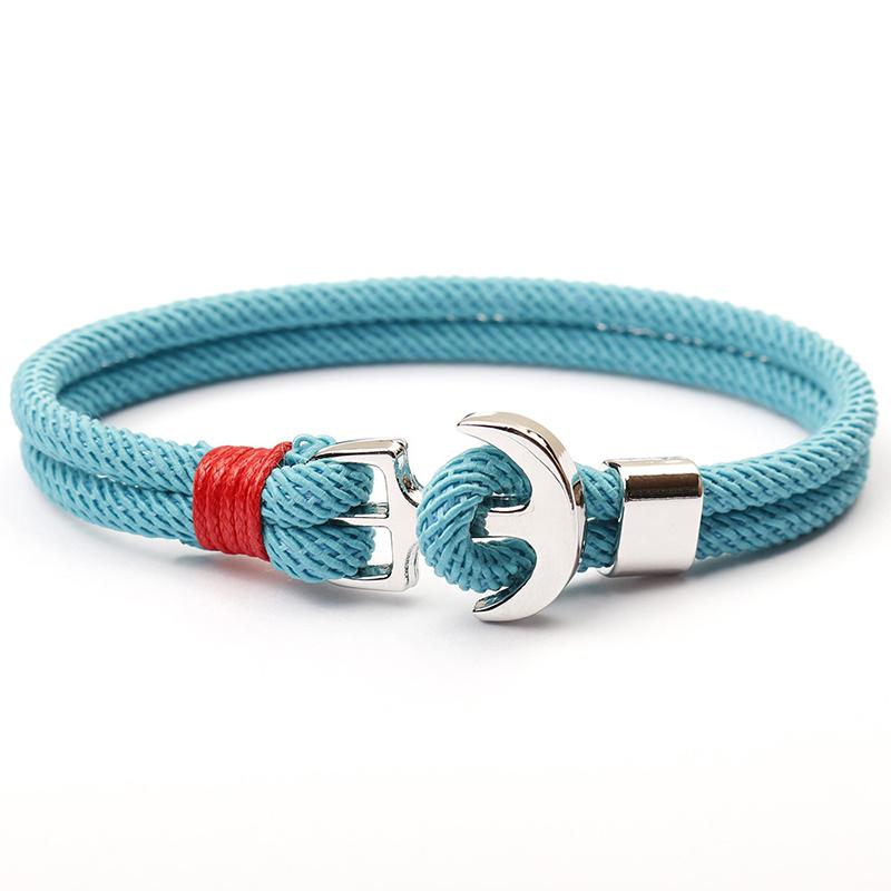 Stainless Steel Men Bracelet Double Layer Braided Thread Braslet For Hombre Boy Creative Anchor Viking Braclet Male Accessories