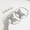 Metal Butterfly Round Earrings - Cool, High-End Light Luxury Ear Cuffs with Niche Style and European-American Flair