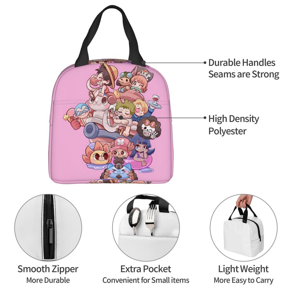 Custom One Pieces Insulated Lunch Bag for Outdoor Picnic Manga Portable Thermal Cooler Bento Box Men Women