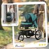 PawHut All Terrain Foldable Dog Stroller, Lockable Front Wheel, Cushion, Adjustable Canopy, 111x58x107cm, Dark Green