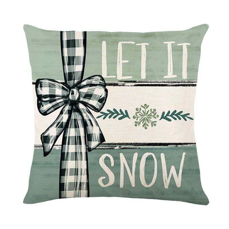 New Autumn and Winter Christmas Small Fresh Linen Printed Christmas Pillow Cushion Home Cartoon Printed Pillow Case