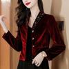 2025 Spring & Autumn Women's Slimming Gold Velvet Short Jacket