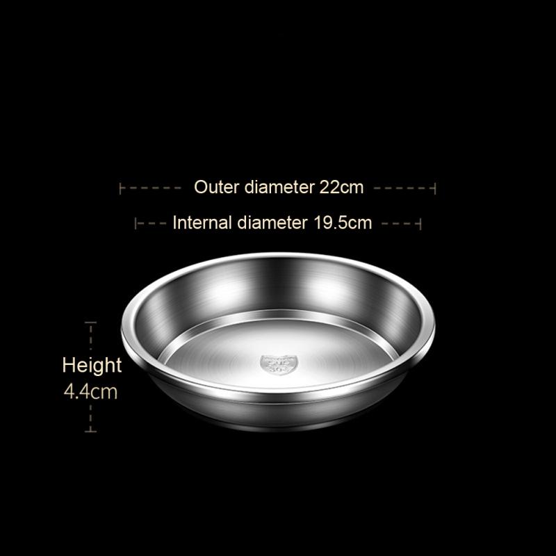 304 Stainless Steel Dinner Plates Multipurpose Deep Plate Round Tray China Style Dining Plate