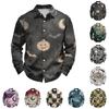 Men's Loose Fit Long Sleeve Shirt with Turn Down Collar Halloween Theme Vintage Casual Button Down Shirt for Spring Autumn Outdoor Daily Wear