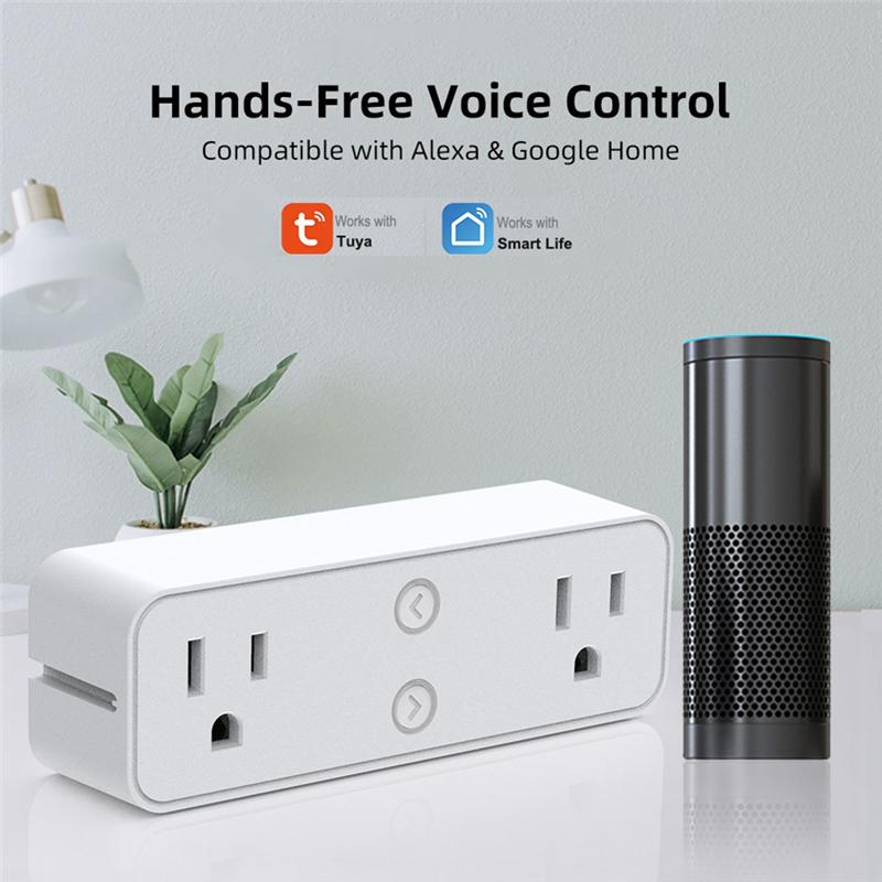 2025+ Smart Plug 10A, WiFi Outlet Extender Dual Socket Plugs Works with for , Home Assistant,No Hub Required US Plug