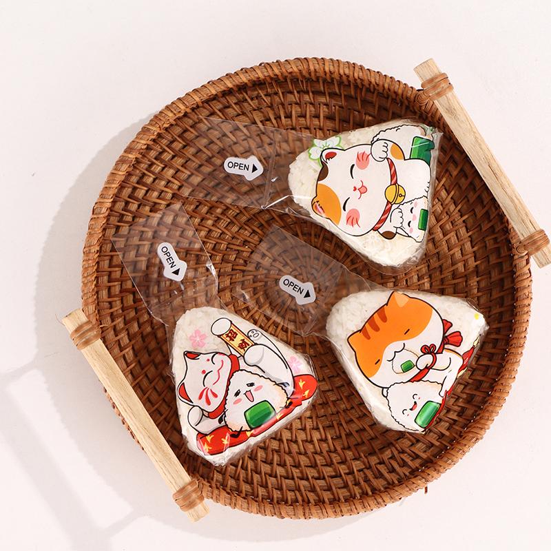 50/100Pcs Lovely Cartoon Triangle Rice Ball Packing Bag Seaweed Onigiri Sushi Bento Making Mold Bento Accessories Sushi Bags