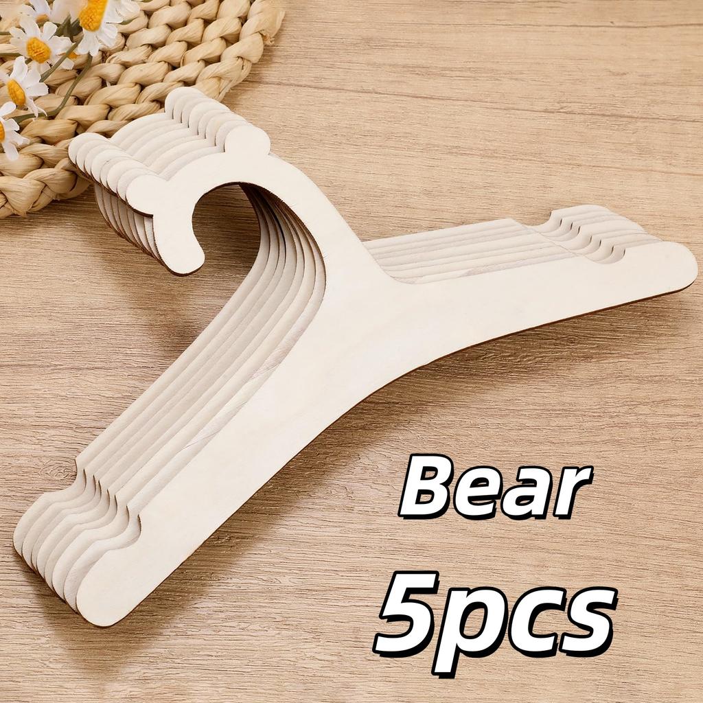 5-50pcs Baby Clothes Rack Wooden Children Clothing Hanger Cute Bear Hangers For Wardrobe Storage Tools Princess Room Decoration