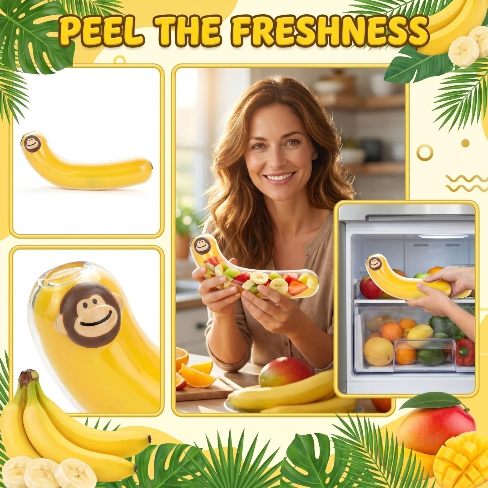 

Banana Shaped Transparent Food Storage Container Plastic Fresh Keeping Box for Fruit and Vegetable Preservation Kitchen Organizer One Size жёлтый
