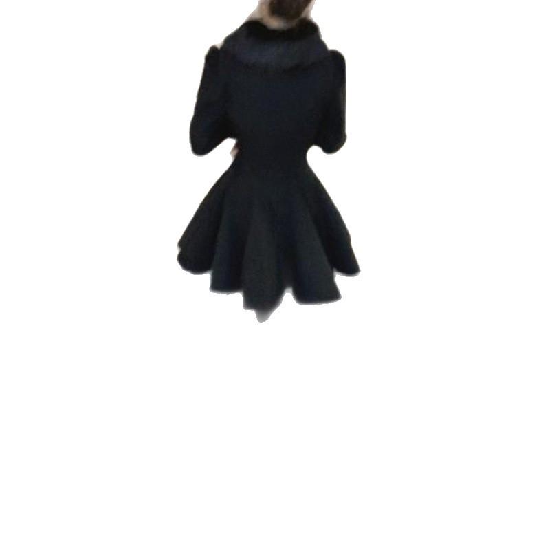 Elegant Woolen Long-Sleeve Coat with Cinched Waist for Women