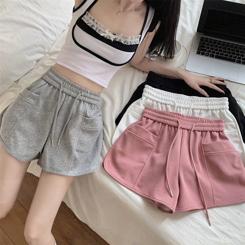 Pink Women's Casual High-Waisted Korean Style Summer Shorts
