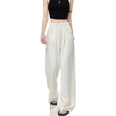 Cloud Milk Fu Pants Spring and Summer New Draped White Straight Loose Casual Small Scimitar Wide-leg Pants for Women