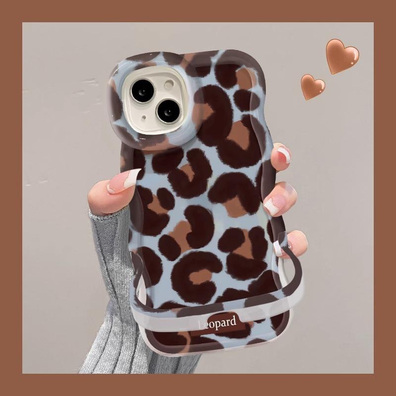 

Ретро леопардовый принт подходит для iPhone 16. 15PRO Невидимая двойная подставка 14 Милая и противоударная 13 Полностью закрыта Redmi K40/K40 Pro