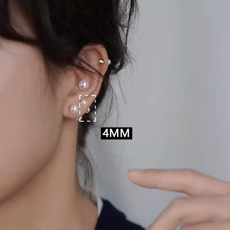 925 Silber Perlenohrringe für Damen - Bequem, schlaffreundlich, Schraubverschluss, ideal für gestochene Ohren.