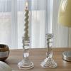Transparent Glass Candle Holder Romantic Clear Glass Candlestick  Table Centerpiece