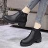 Fashion Fashion Women's Ankle Boot Zipper Low Chunky Heels Vintage Leather Shoes for Women Buckle Strap Round Toe Casual Short Boots 43
