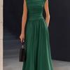 Women's Stand Collar Sleeveless Maxi Dress Loose Solid Color Casual Summer Long Dress