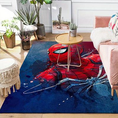1pc Disney Spiderman Pattern Carpet Area Rug Non Slip Carpet Hand Washable Floor Mat Suitable For Living Room Bedroom Home Decor