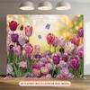 2D Pastel Tulip Garden Backdrop Floral Butterfly Photo Studio Background