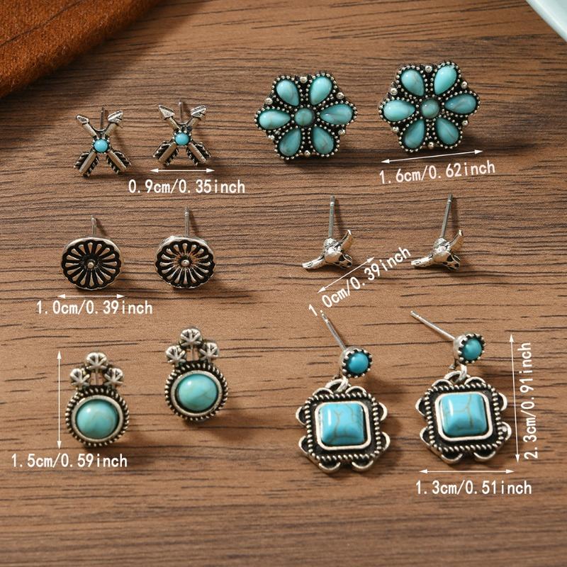 Men s and Women s Same Bohemian Alloy Turquoise Stud Earrings