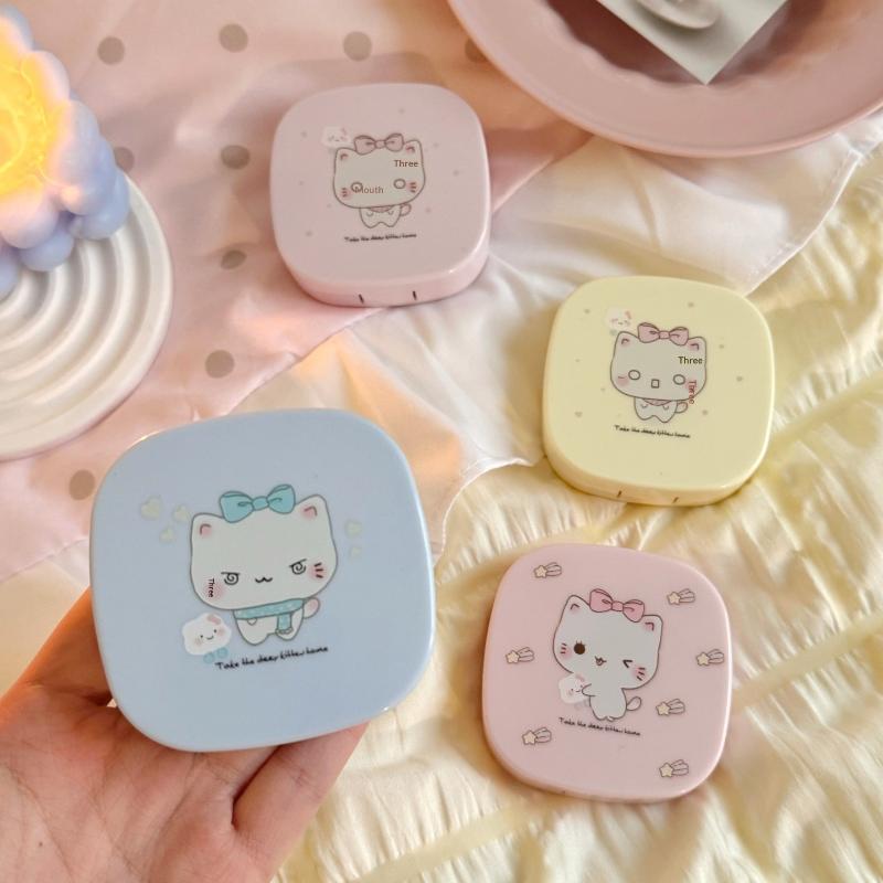 Portable Contact Lens Case Cute Cartoon Contact Lens Box Travel Kit For Girls Beauty Lens Storage Container