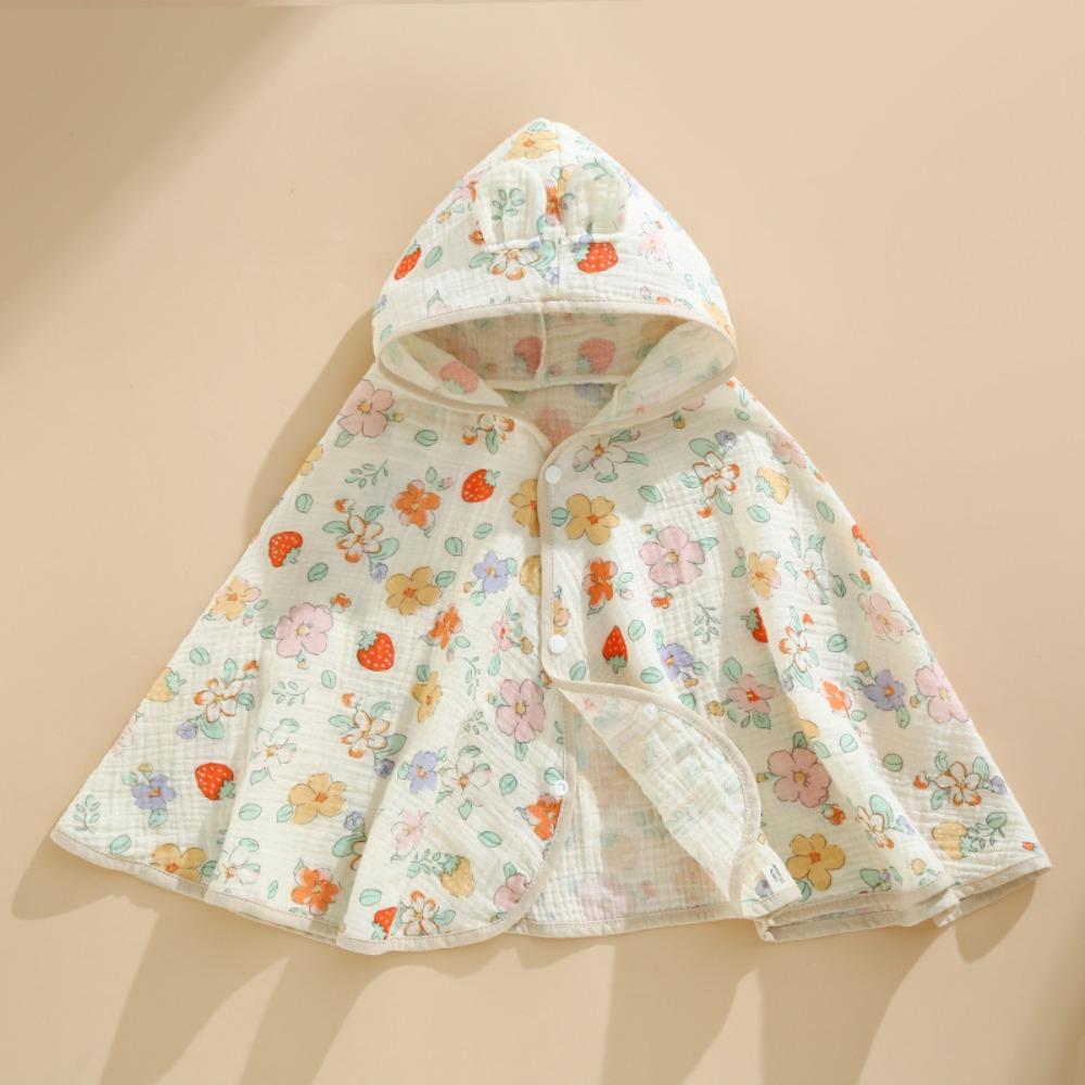 Cotton Children Sunscreen Cloak Ultra-Thin Design Uv Protection Infant Muslin Bath Cape Quick-Dry Cartoon Bath Towel Park