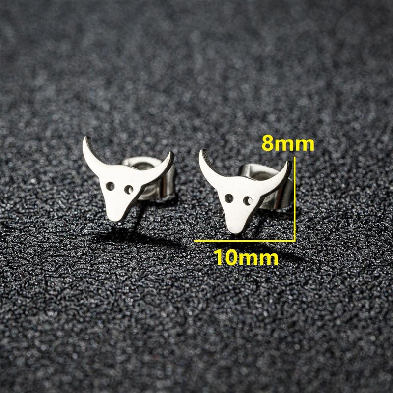 New Creative Stainless Steel Bull Head Stud Earrings for Men Women Unique Animal Jewelry Boy Girls Party Cow Earings Accessories