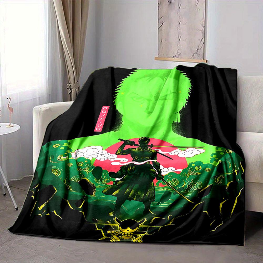 1pc One Piece Roronoa Zoro Cozy Print Blanket Lightweight Warm Flannel Throw Blanket For Sofa, Bed, Living Room