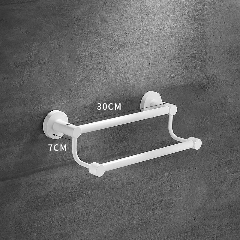White Aluminum Bathroom Towel Rack Wall-mounted Single/Double Towel Rod Toilet Towel Storage Rack Bathroom Accessories
