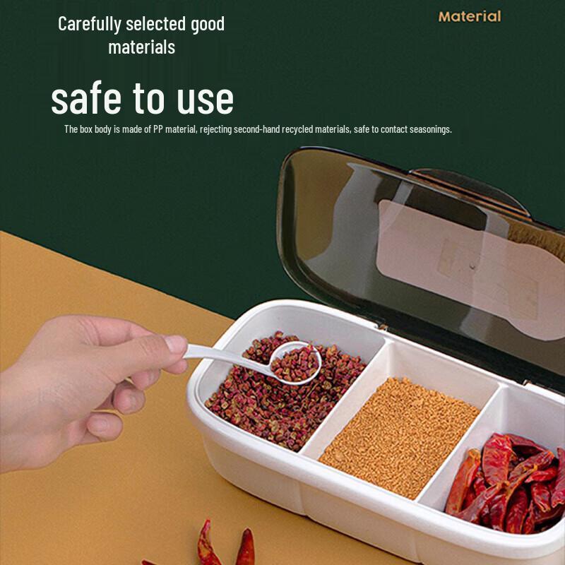 Chahua 3-Grid Spice Storage Box with Spoon