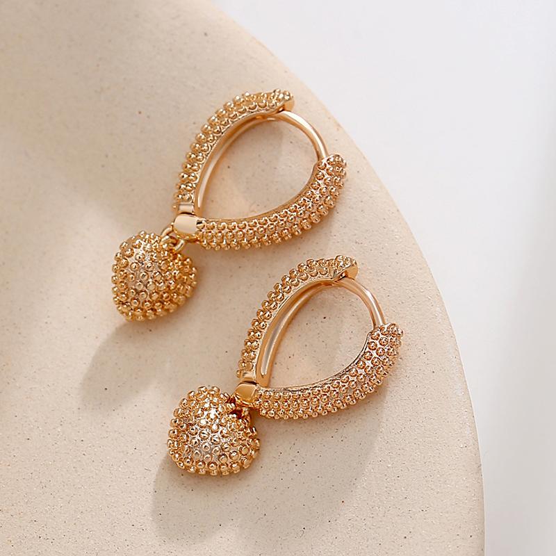 Boucles d'oreilles pendantes en forme de cœur pour femmes, Kinel, couleur or Rose, bijoux Vintage