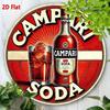 Vintage Campari Soda Metal Tin Sign Round Wall Decor Aluminum Foil Engraving Retro Art Poster