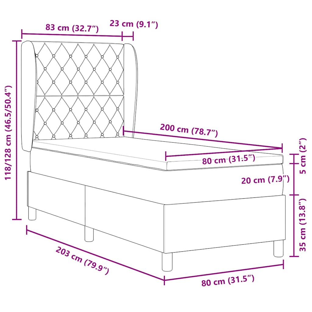 Box Spring Bed with Mattress and Headboard Pink 200 X 80 Cm Velvet