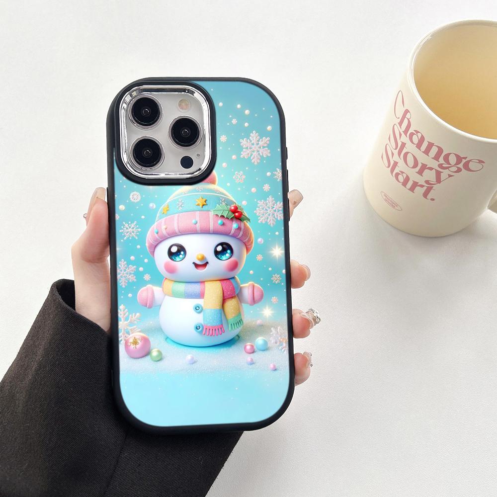 N104 Christmas Happy New Year Soft Phone Cases for Samsung S24 S23 Plus A15 A12 A35 A54 Infinix Hot40i Tecno Plating Frame Camera Protector Back Cover