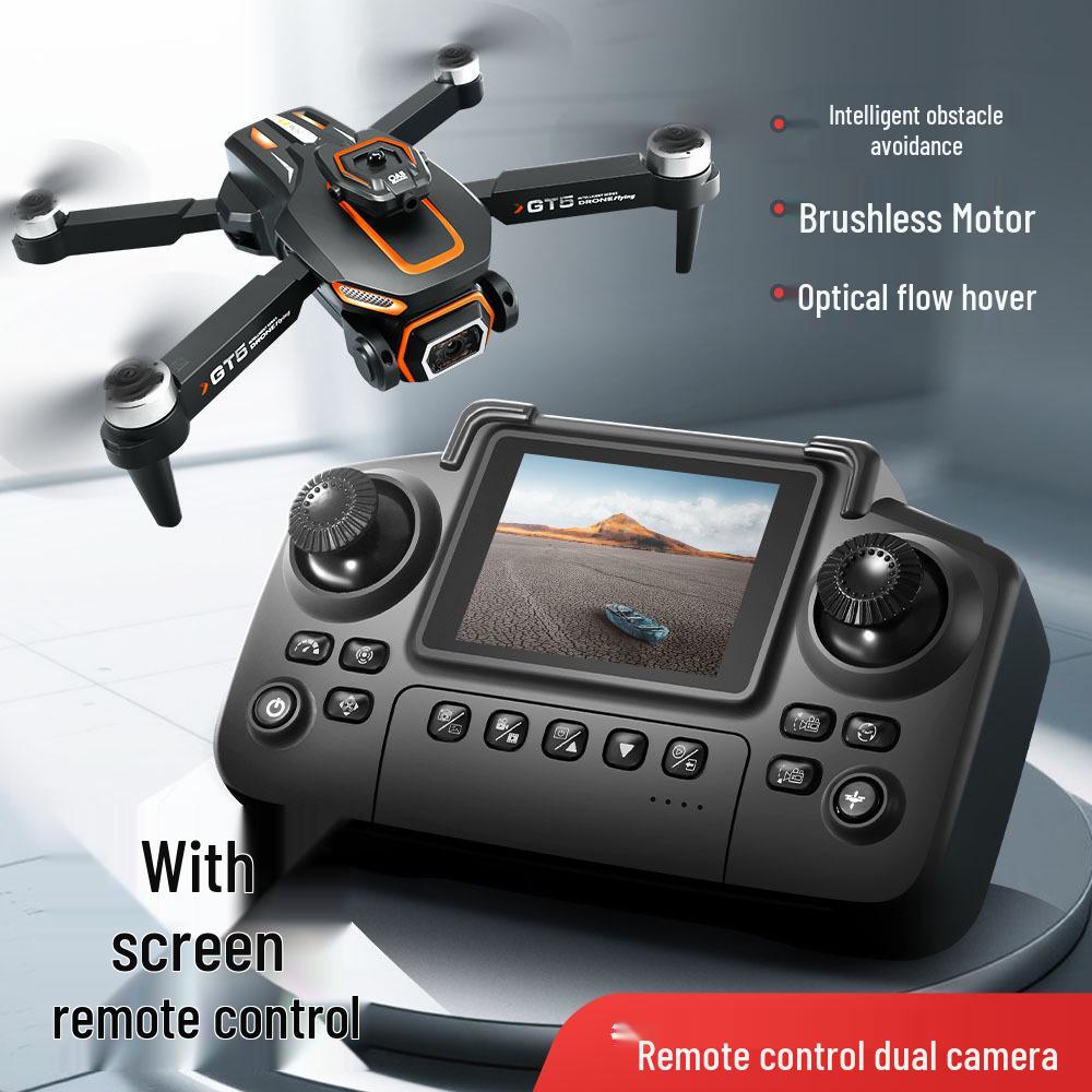 GT5MAX Drone with Screen Controller: Optical Flow Positioning & Brushless Motor Quadcopter Toy