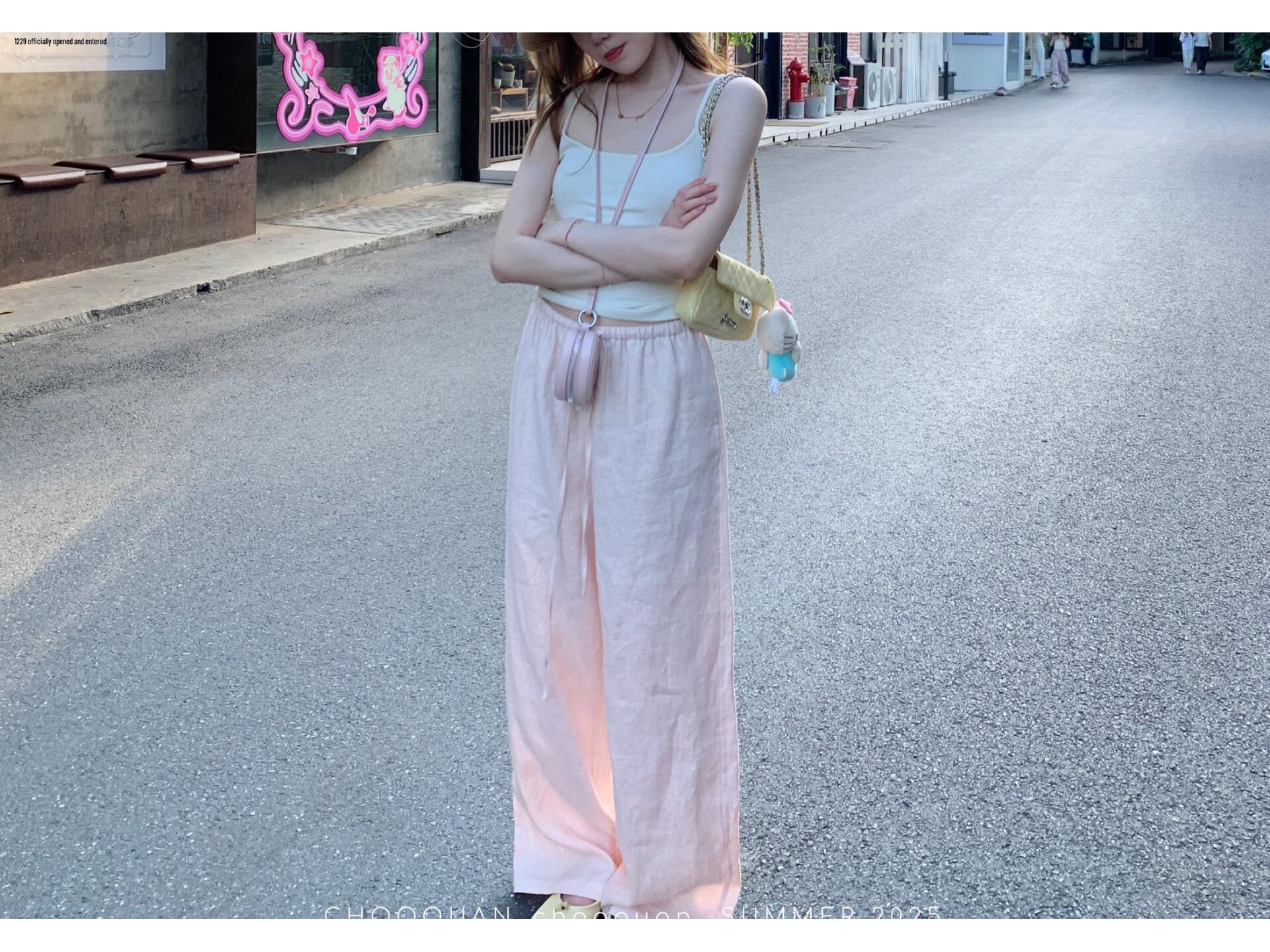 Casual Summer Women s Linen Loose Wide-Leg Pants XL