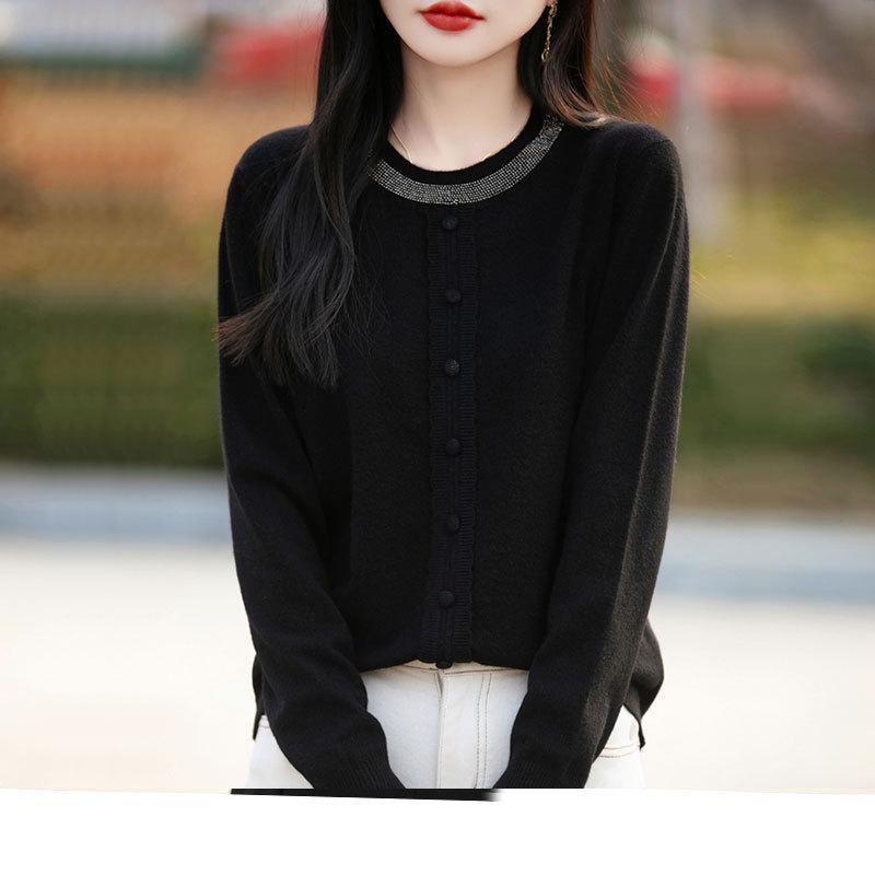 Herbst Winter Rundhals Lässige Mode Pullover Unterteilter Pullover Damen Einfarbig Alleskombinierbar Strickoberteil