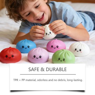 Cute Steamed Bun Squishy Dolls Portable Multi Color Stress Relief Anti-Anxiety Squeeze Toys Office Desktop Decoration Toys Gifts