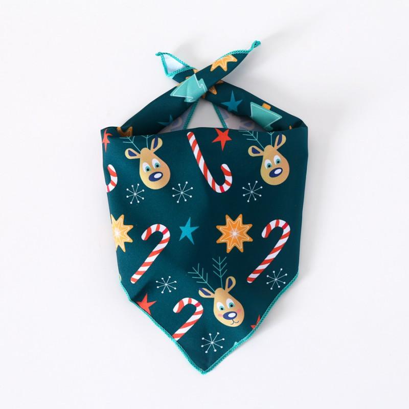 Pet Dog Cat Bandana Scarf Christmas Halloween Party Accessory Floral Print Cotton Triangle Bib