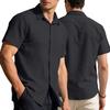 Men's Cardigan Button-down Short-sleeved Shirt Hawaiian Solid Color Lapel Casual Business Shirt