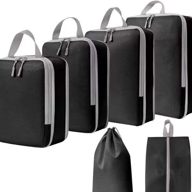 4/6pcs Compressible Packing Travel Storage Bag Cubes Waterproof Suitcase Nylon Portable With Handbag Luggage Organizer Ryanai