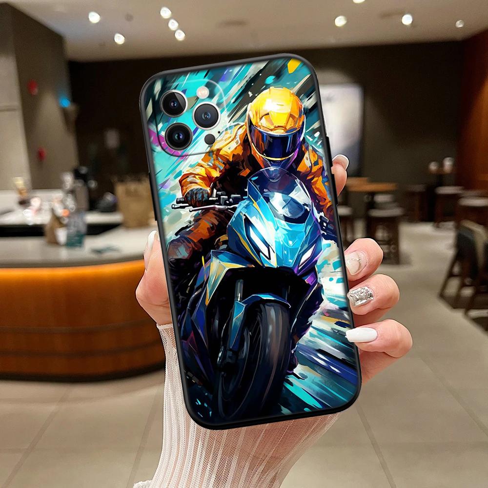 RA18 Motorcycle Racing New High-End Shell Phone Case for iPhone 16 15 14 13 12 Pro Max Plus Mini