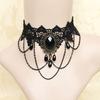Women Retro Gothic Black Chokers Lace Hollow Chain Collar Fashion Necklace