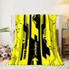 Bold black circuit-like lines on a yellow background with angular designs. for all seasons blanket lunch break throw gift