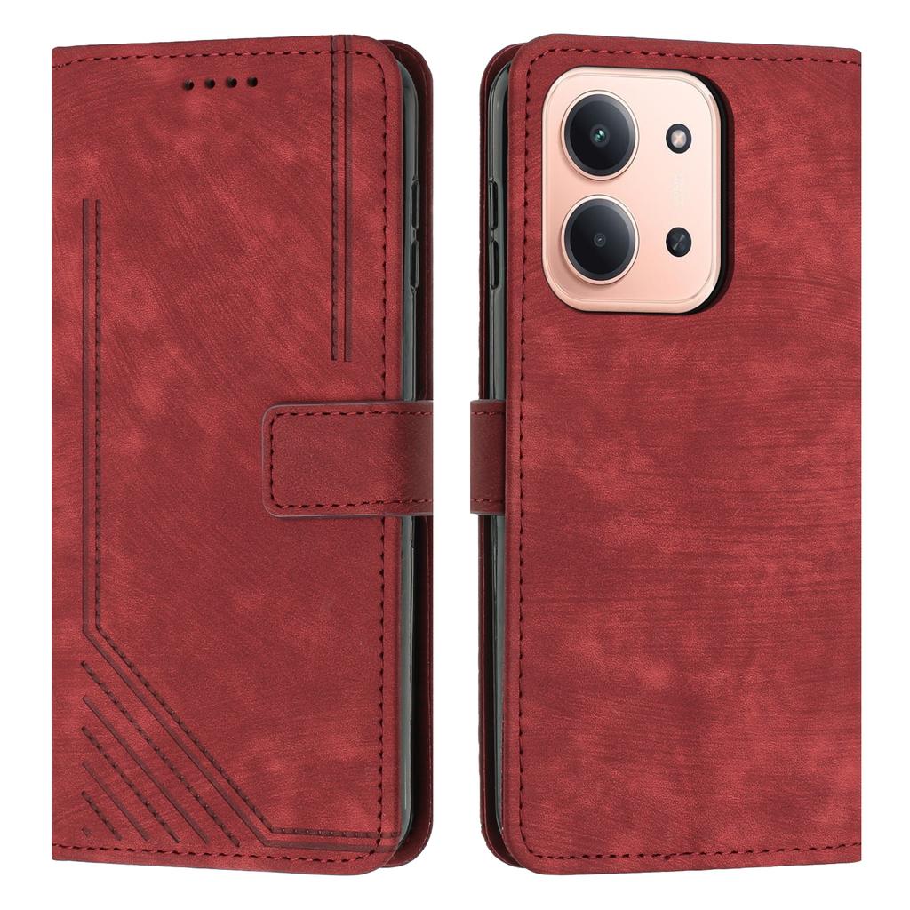 For Xiaomi Redmi 15C 5G (EU) (173mm)/15C 4G (EU) (173mm) Stand Case Imprinted Lines Leather Phone Cover