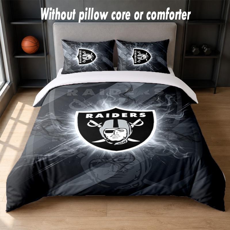 Set Biancheria da Letto Design Las Vegas Raiders 1 Copripiumino + 2 Federe Morbido Traspirante Biancheria da Letto per la Casa