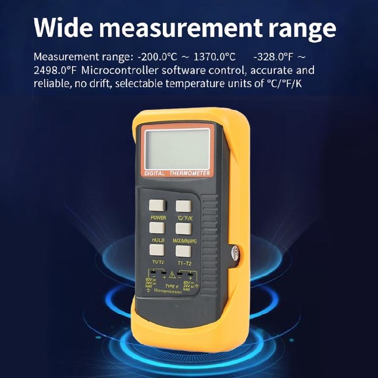 Industrial Digital Thermometers With 2 Probes For Accurate Temperatures Readings Up To 1370C