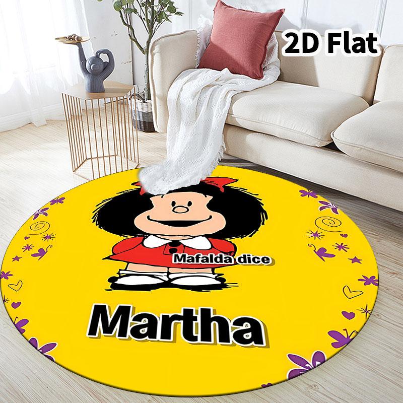 Mafalda Round Area Rug Carpet Rug For Living Room Bedroom Sofa Playroom Decor Nonslip Floor Mat
