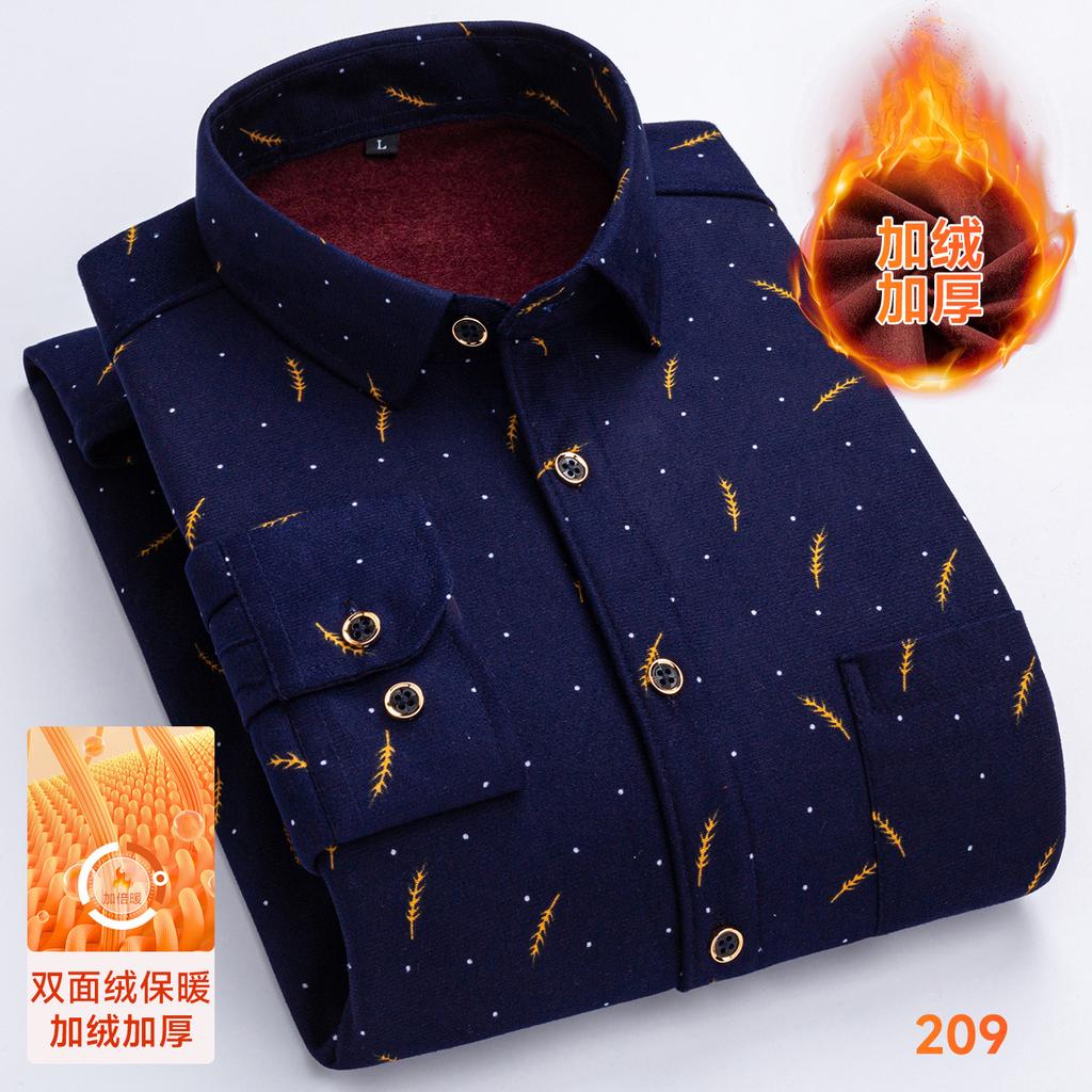 Men Thick Warm Plaid Shirt Winter Thermal Fleece Lined Long Sleeve Button Down Casual Flannel Top Business Checkered Style