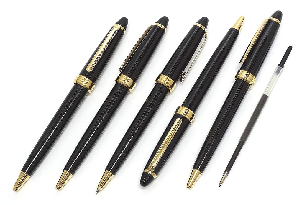 White horizontal snap pen case with Neo ballpoint pen set D-600 (3-pack, black) T23-NK01W-600B-B-3